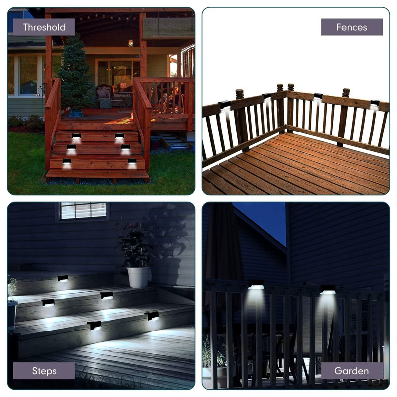 SolarEra Low Voltage Solar Powered LED Deck Lights Outdoor Waterproof Step Light Pack for Fence Yard Pathway Reviews Wayfair